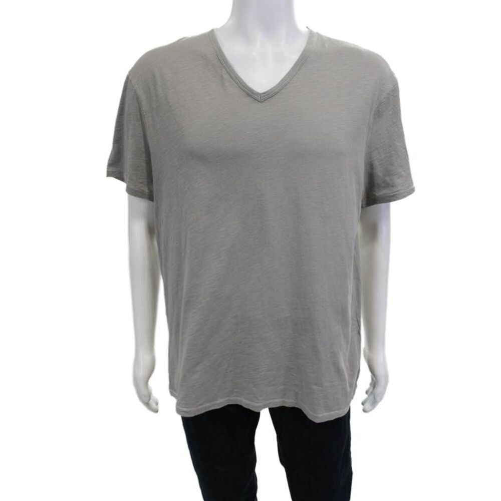 John Varvatos Star USA Mens V Neck Gray Cotton Short Sleeve T-Shirt Size XL